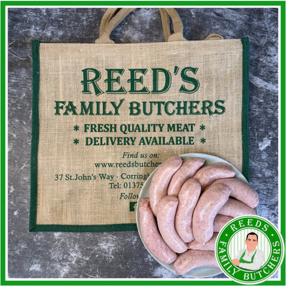 12 x Award Winning Pork Sausages + Free Reed’s Bag