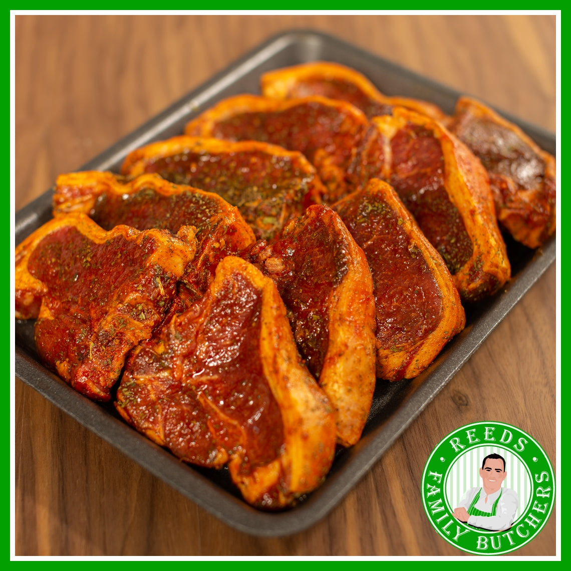 Buy a £10 tray of Minted Lamb Chops online from Reeds Family Butchers